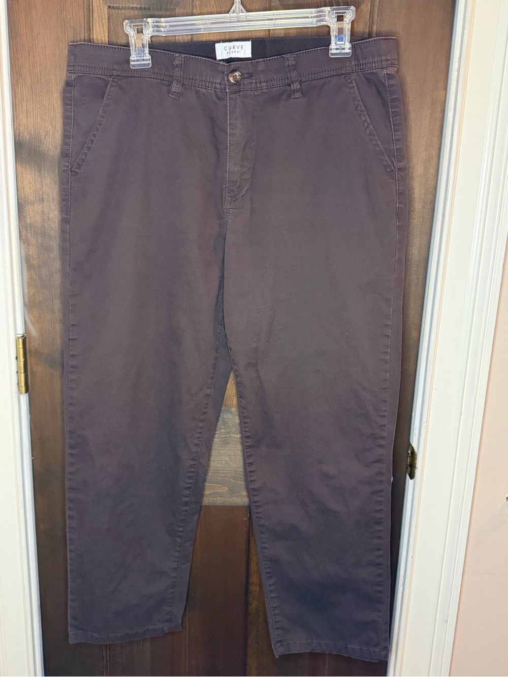 Curve Appeal 12/31 Brown Stretch Chino Ankle Pants Cropped Comfort - VGUC